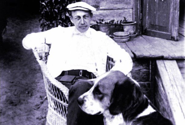 Sergei Rachmaninoff Sergei Rachmaninoff relaxing in the country with his dog Künstler